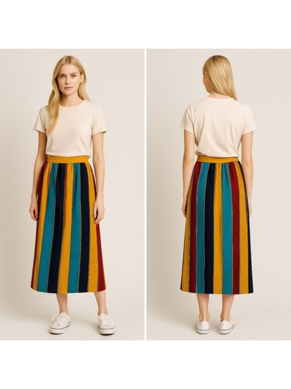 Vintage 100% Silk Wrap Midi Skirt